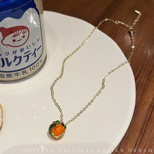 cute fruit persimmon charm pendant necklace